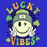 Retro Lucky Vibes St PatrickS Day Happy Face Shamrock Cute Gift Short Acrylic Beanie