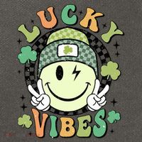 Retro Lucky Vibes St PatrickS Day Happy Face Shamrock Cute Gift Cotton Canvas Backpack