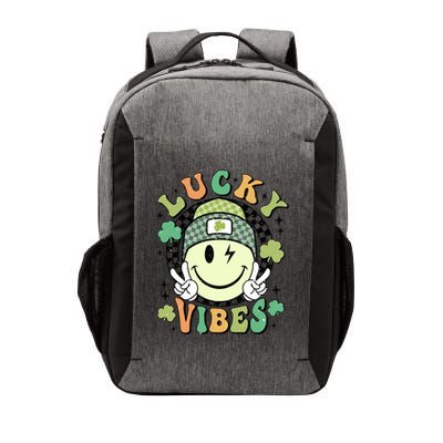 Retro Lucky Vibes St PatrickS Day Happy Face Shamrock Cute Gift Vector Backpack