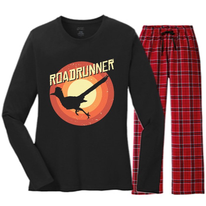 Roadrunner Lover Vintage Distressed Retro Women's Long Sleeve Flannel Pajama Set 