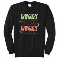 Retro Lucky Vibes Groovy St Patrick Day Irish Shamrock Tall Sweatshirt