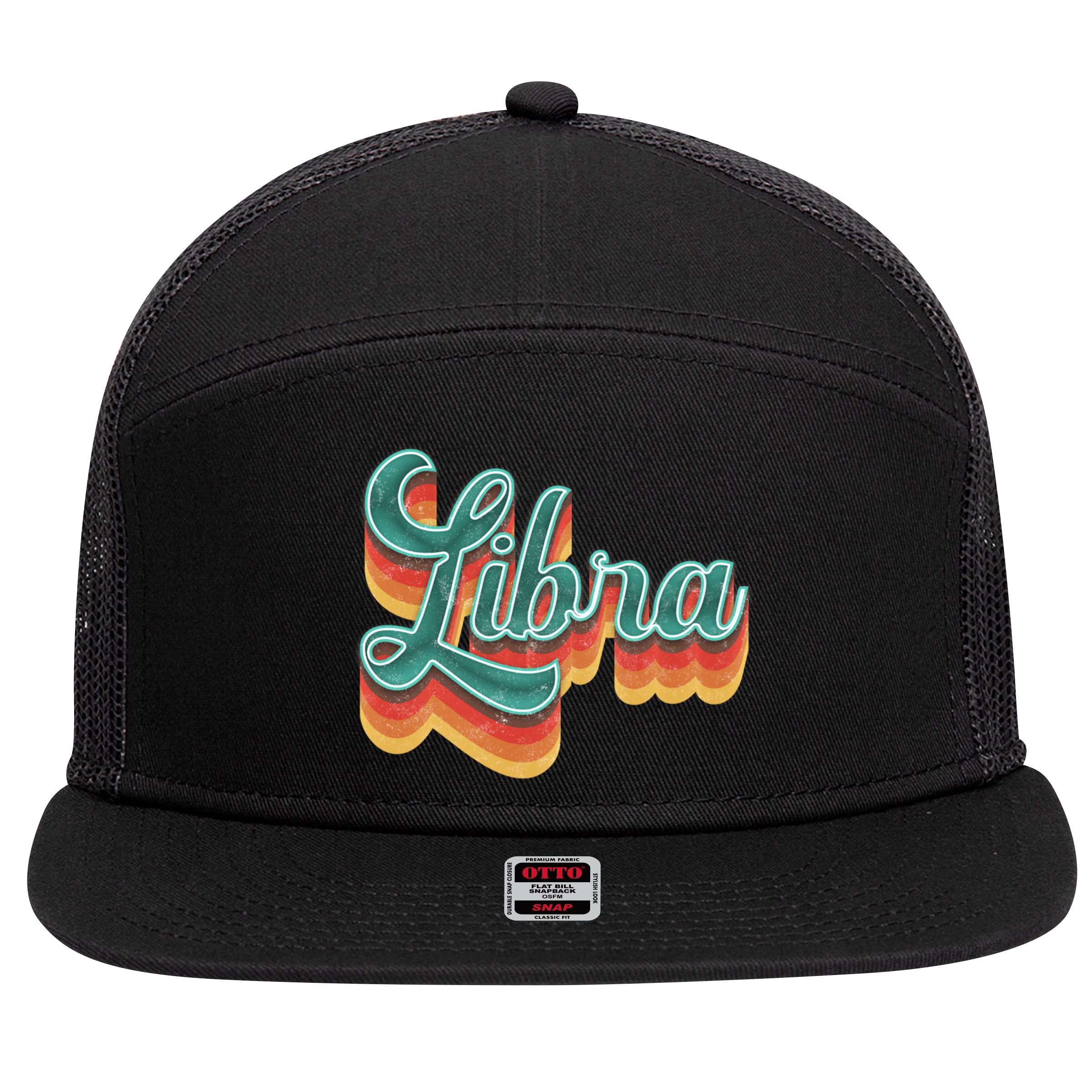 Retro Libra Vintage Retro Style Libra Zodiac Meaningful Gift 7 Panel Mesh Trucker Snapback Hat