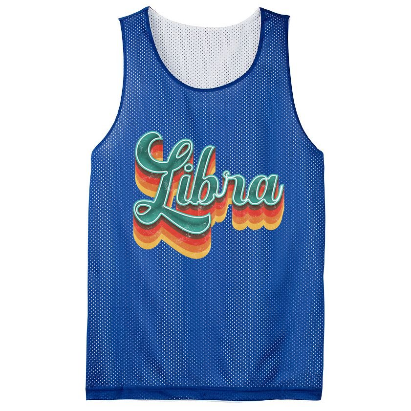 Retro Libra Vintage Retro Style Libra Zodiac Meaningful Gift Mesh Reversible Basketball Jersey Tank