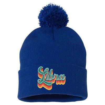 Retro Libra Vintage Retro Style Libra Zodiac Meaningful Gift Pom Pom 12in Knit Beanie
