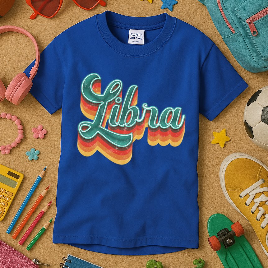Retro Libra Vintage Retro Style Libra Zodiac Meaningful Gift Kids T-Shirt