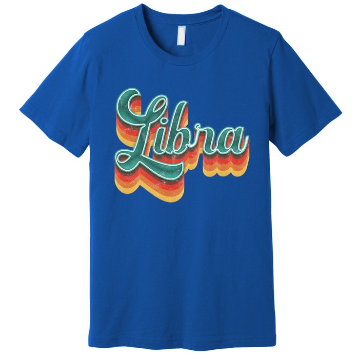 Retro Libra Vintage Retro Style Libra Zodiac Cool Gift Premium T-Shirt