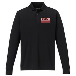 Rainbow Love Valentine Graphic Performance Long Sleeve Polo