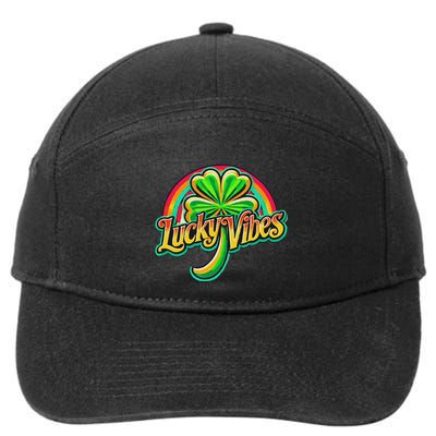 Retro Lucky Vibes St. Patrick’S Day Irish Four Leaf Clover 7-Panel Snapback Hat