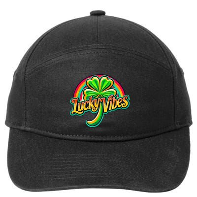 Retro Lucky Vibes St. Patrick’S Day Irish Four Leaf Clover 7-Panel Snapback Hat