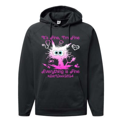 Retro Lab Week 2024 Im Fine Everything Is Fine Pink Design Performance Fleece Hoodie