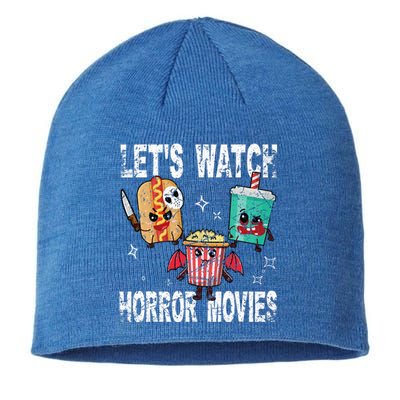 Retro Lets Watch Horror Movies Cute Halloween Costume Sustainable Beanie