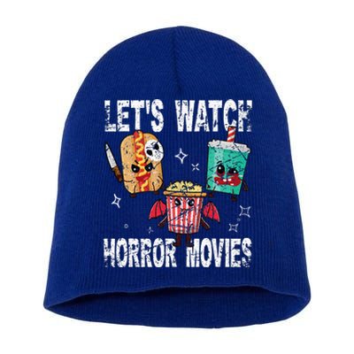 Retro Lets Watch Horror Movies Cute Halloween Costume Short Acrylic Beanie