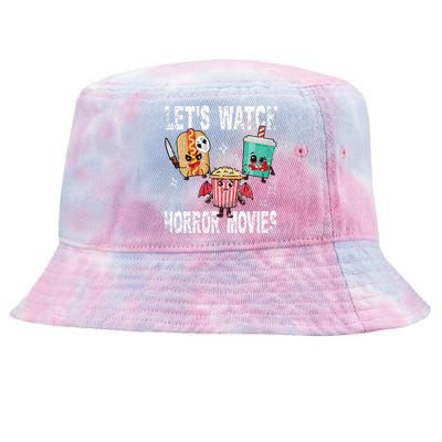 Retro Lets Watch Horror Movies Cute Halloween Costume Tie-Dyed Bucket Hat