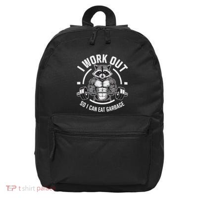 Raccoon Lifting Weights Funny Gym 16 in Basic Backpack