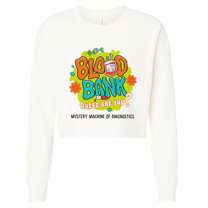 Retro Lab Week 2025 Blood Bank Team Mls Mlt Lab Scientist Cropped Pullover Crew
