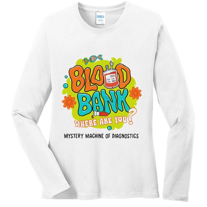 Retro Lab Week 2025 Blood Bank Team Mls Mlt Lab Scientist Ladies Long Sleeve Shirt