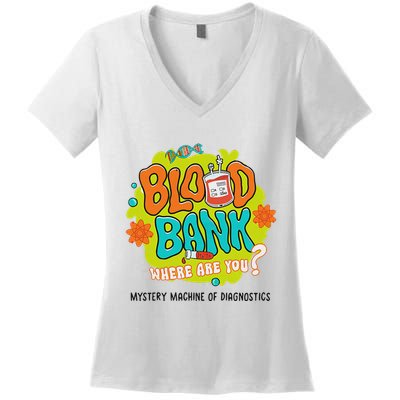 Retro Lab Week 2025 Blood Bank Team Mls Mlt Lab Scientist Women's V-Neck T-Shirt