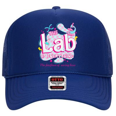 Retro Lab Week 2024 Medical Lab Tech Team Patient Care Tech High Crown Mesh Back Trucker Hat