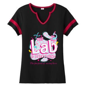 Retro Lab Week 2024 Medical Lab Tech Team Patient Care Tech Ladies Halftime Notch Neck Tee