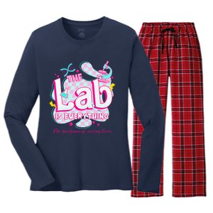 Retro Lab Week 2024 Medical Lab Tech Team Patient Care Tech Women's Long Sleeve Flannel Pajama Set 