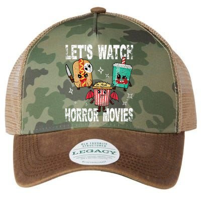 Retro Lets Watch Horror Movies Cute Halloween Costume Legacy Tie Dye Trucker Hat