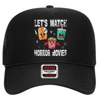 Retro Lets Watch Horror Movies Cute Halloween Costume High Crown Mesh Back Trucker Hat