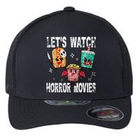 Retro Lets Watch Horror Movies Cute Halloween Costume Flexfit Unipanel Trucker Cap