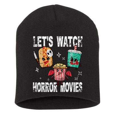 Retro Lets Watch Horror Movies Cute Halloween Costume Short Acrylic Beanie