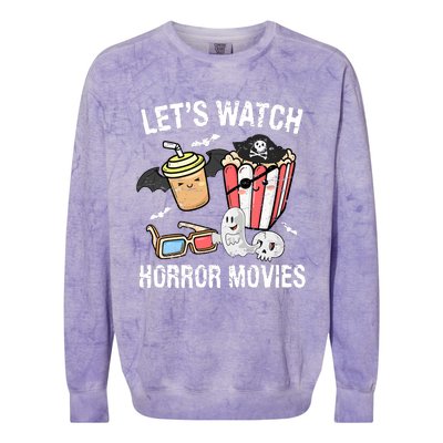 Retro Lets Watch Horror Movies Costume Halloween Colorblast Crewneck Sweatshirt