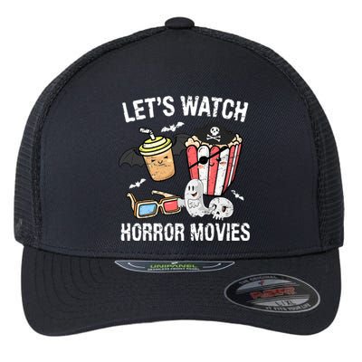 Retro Lets Watch Horror Movies Costume Halloween Flexfit Unipanel Trucker Cap