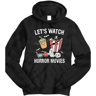 Retro Lets Watch Horror Movies Costume Halloween Tie Dye Hoodie