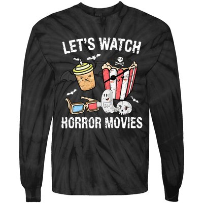 Retro Lets Watch Horror Movies Costume Halloween Tie-Dye Long Sleeve Shirt