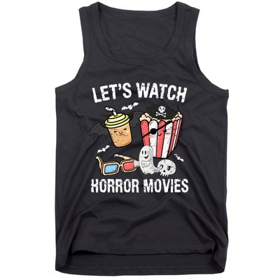 Retro Lets Watch Horror Movies Costume Halloween Tank Top