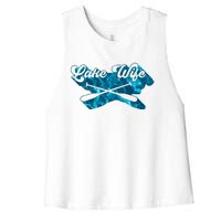 Retro Lake Wife Cute Bachelorette Party Women's Racerback Cropped Tank