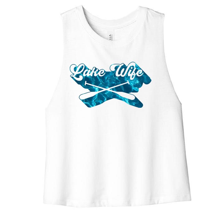 Retro Lake Wife Cute Bachelorette Party Women's Racerback Cropped Tank