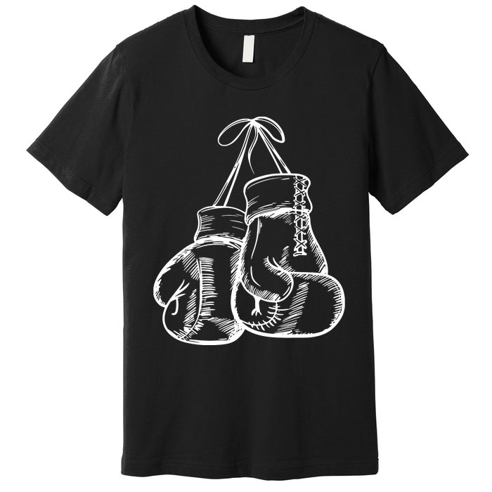 Retro Love White Boxing Gloves Gifts Boxer Gift Premium T-Shirt