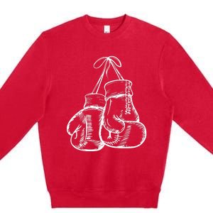 Retro Love White Boxing Gloves Gifts Boxer Gift Premium Crewneck Sweatshirt