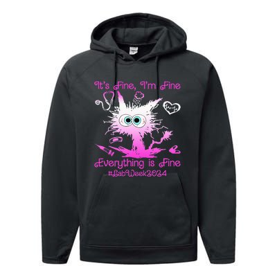 Retro Lab Week 2024 Im Fine Everything Is Fine Pink Design Performance Fleece Hoodie