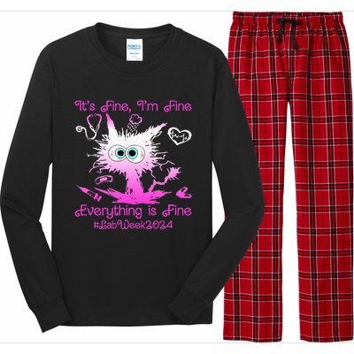 Retro Lab Week 2024 Im Fine Everything Is Fine Pink Design Long Sleeve Pajama Set