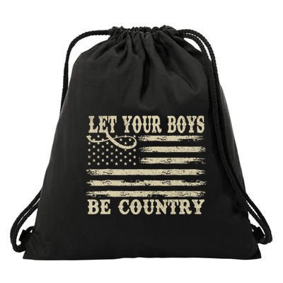 Retro Let Your Boy Be Country Drawstring Bag