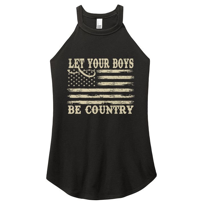 Retro Let Your Boy Be Country Women's Perfect Tri Rocker Tank