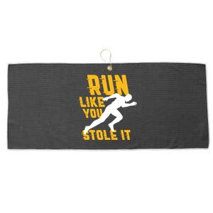 Run Like You Stole It Funny Running Jogging Workout Fitness Gift Large Microfiber Waffle Golf Towel