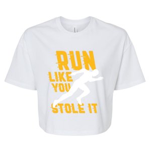 Run Like You Stole It Funny Running Jogging Workout Fitness Gift Bella+Canvas Jersey Crop Tee