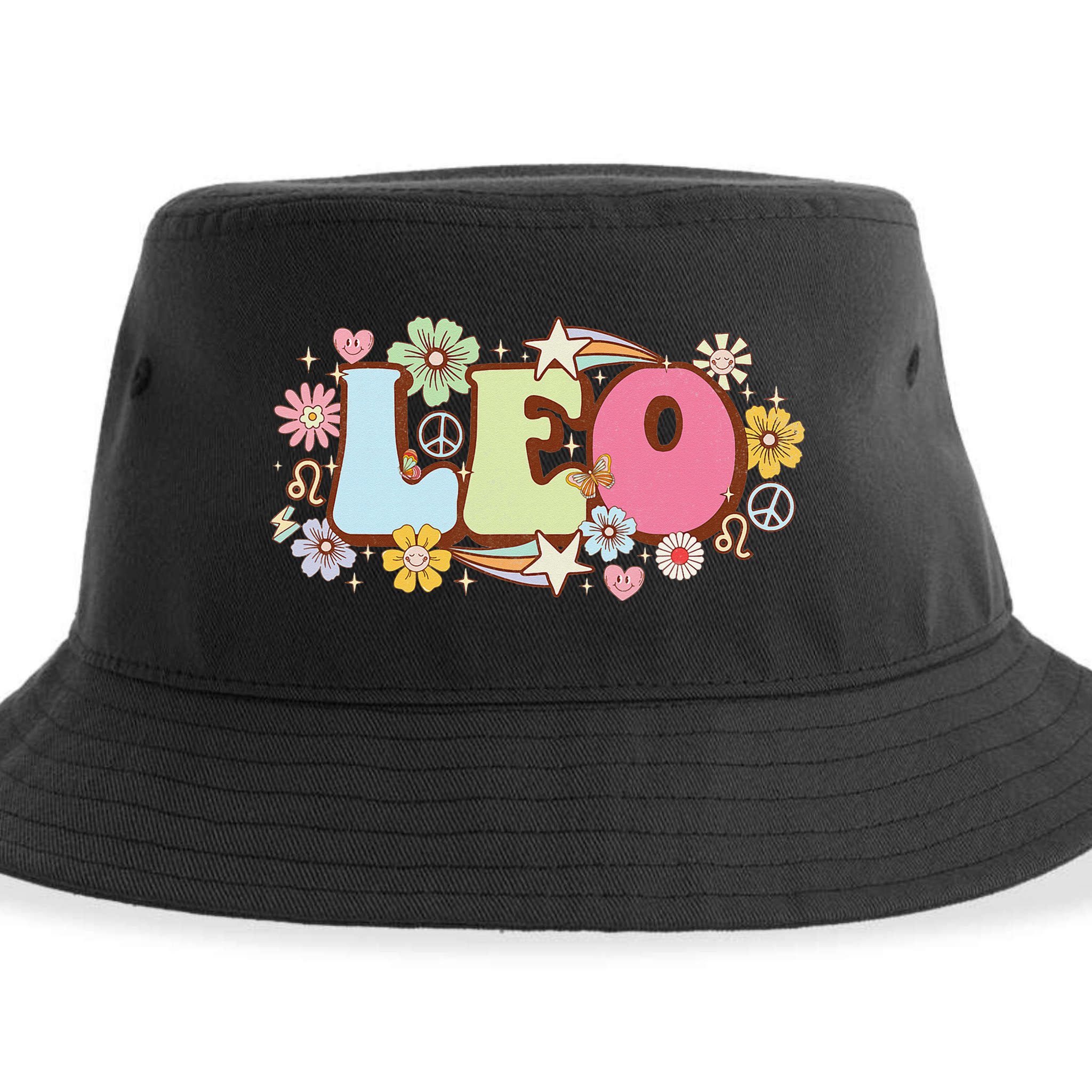 Retro Leo Zodiac Sign astrology July August Birthday Leo Sustainable Bucket Hat