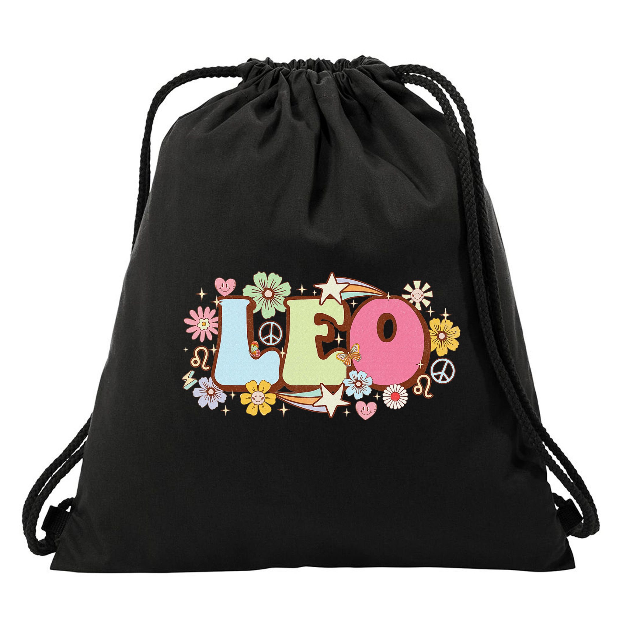 Retro Leo Zodiac Sign astrology July August Birthday Leo Drawstring Bag