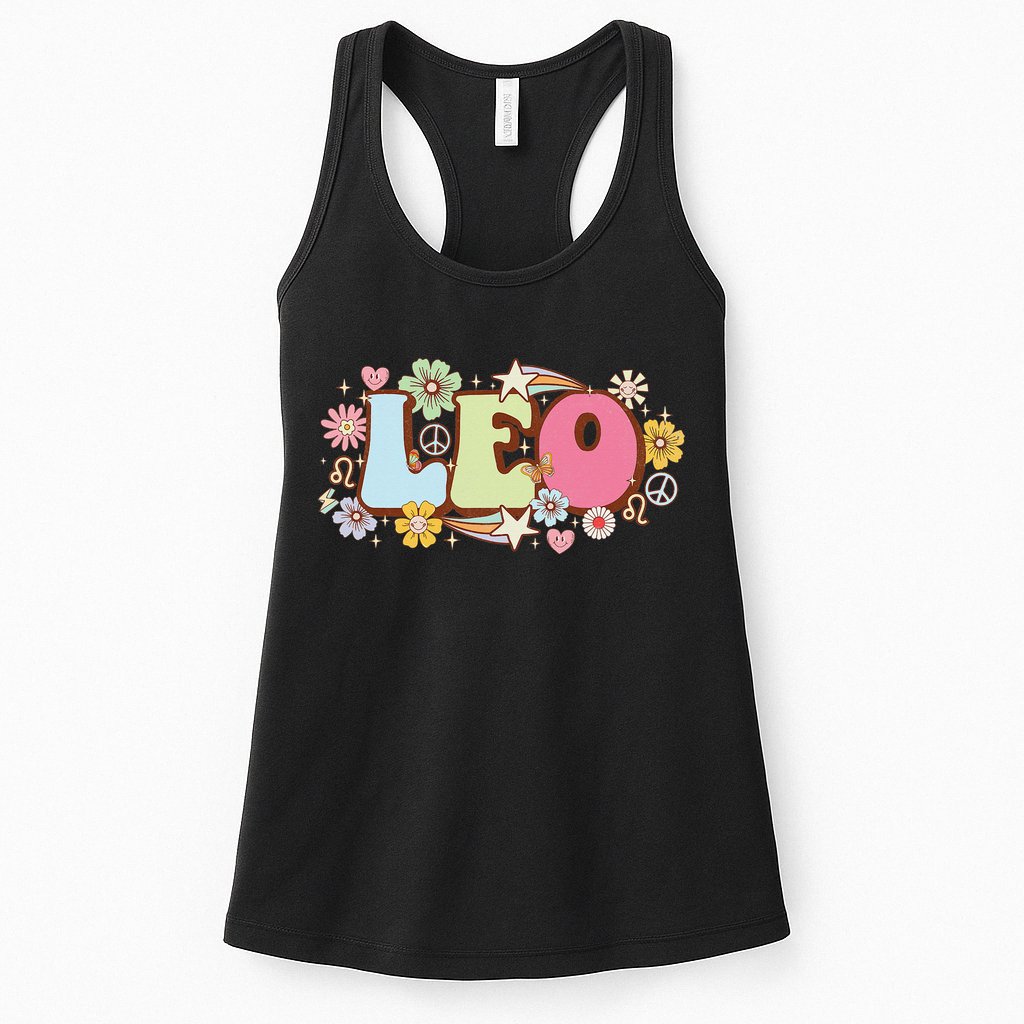 Retro Leo Zodiac Sign astrology July August Birthday Leo Womens Tank Top