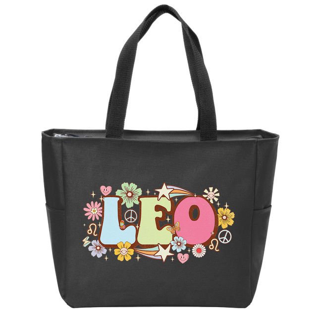 Retro Leo Zodiac Sign astrology July August Birthday Leo Zip Tote Bag