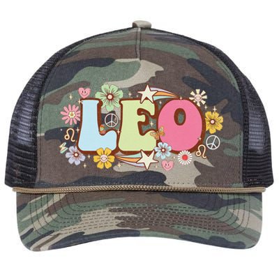 Retro Leo Zodiac Sign astrology July August Birthday Leo Retro Rope Trucker Hat Cap