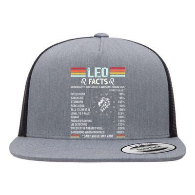 Retro Leo Zodiac Sign Astrology July August Birthday Leo Flat Bill Trucker Hat