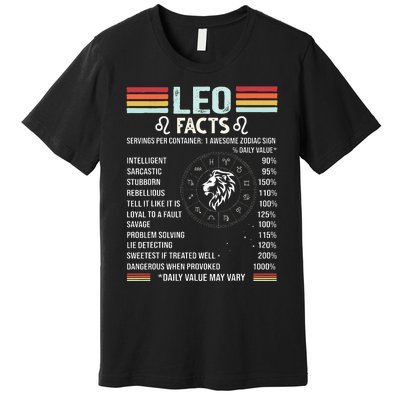 Retro Leo Zodiac Sign Astrology July August Birthday Leo Premium T-Shirt